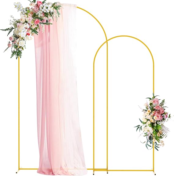 Wokceer 7.2ft 6ft Wedding Arch Stand Gold Metal Arch Stand for Birthday Party Ceremony Baby Shower Graduation Decoration