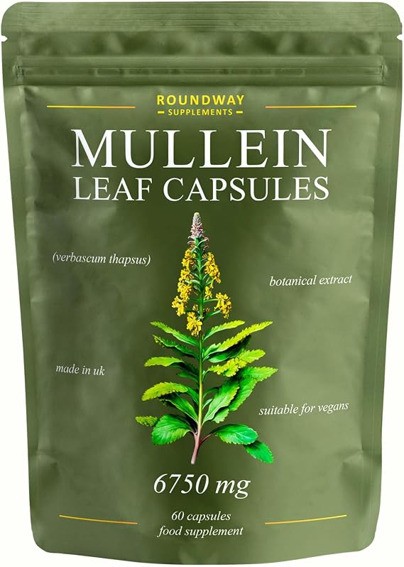 Mullein Leaf Extract for Lungs. Highest Strength 6750mg Mullein 10:1 Extract, Lung Detox & Respiratory Support | 60 Capsules | 2 Month Supply. Vegan Supplement.
