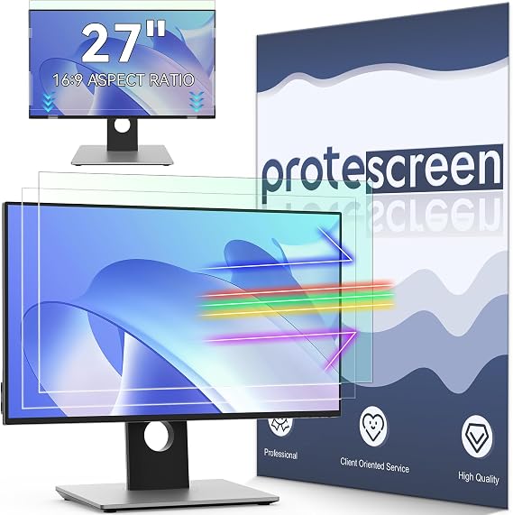 [2-Pack] 27 Inch Anti Blue Light Anti Glare Computer Screen Protector for 16:9 Widescreen Monitor, Removable Anti-Scratch Anti-UV Blocking Screen Filter, Eye Protection Reduce Eye Fatigue and Strain