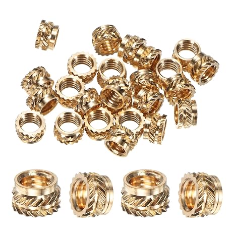 M METERXITY 25-Pack Threaded Inserts - M6 x 5mm L x 8mm OD Brass Heat Set Insert Nuts, for 3D Printing Components/Plastic Parts/Miniature Electronics Female Metric Knurled Nuts