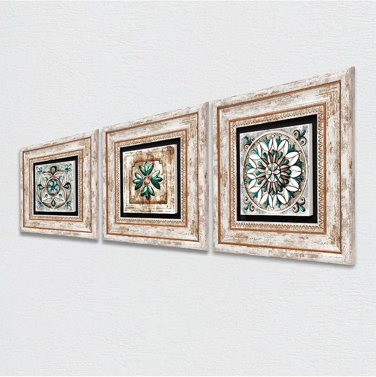 Pinecone Stone Fas Desenli Vintage, Çini Sanatı Taş Duvar Tablosu - Çerçeveli Taş Tablo - Dekoratif Duvar Sanatı - Modern Ev ve Ofis Duvar Dekoru T3-172