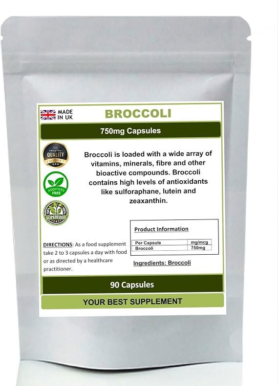 Broccoli Capsules 750mg,High Strength Supplement,Super-Food Sulforaphane (90)