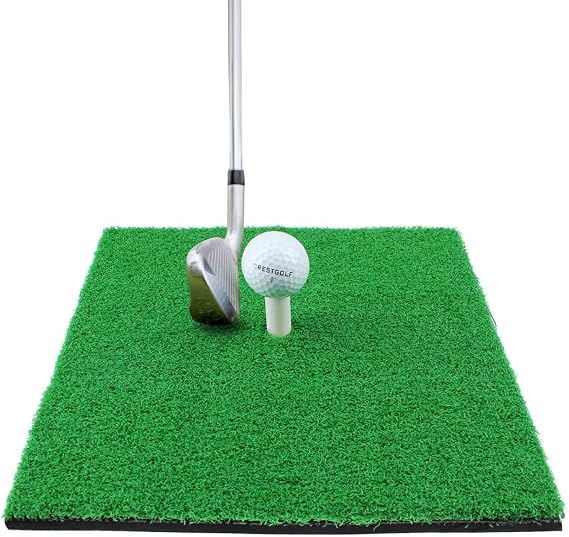 CRESTGOLF Golf Mat,Hitting Golf Mat 12"x12" Mini Practice Mat Portable Artificial Turf Golf Mat Non-Slip Rubber Base Indoor Outdoor Golf Training Mat for Home Office Garden