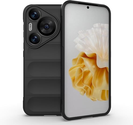 ESTH® Liquid Silicone Case for Huawei Pura 70 Pro+/Pura 70 Pro with Anti-Germ Protection, Anti-Scratch Soft Microfiber Lining, High Resilience Gel Rubber Full Body Shockproof Cover, Black