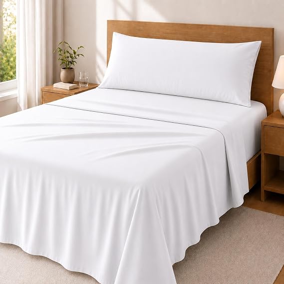 Degrees Home Premium Bedding Set 90 x 190 cm, 3 Pieces: Fitted Sheet, Top Sheet and Pillowcase 90 x 45 cm – Brushed Microfibre, Soft, Oeko-Tex Certified
