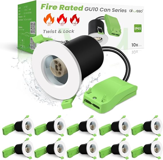 ALUSSO 10 Pack Fire Rated LED Downlight Can GU10 Recessed Ceiling Spotlight [Energy Class F]