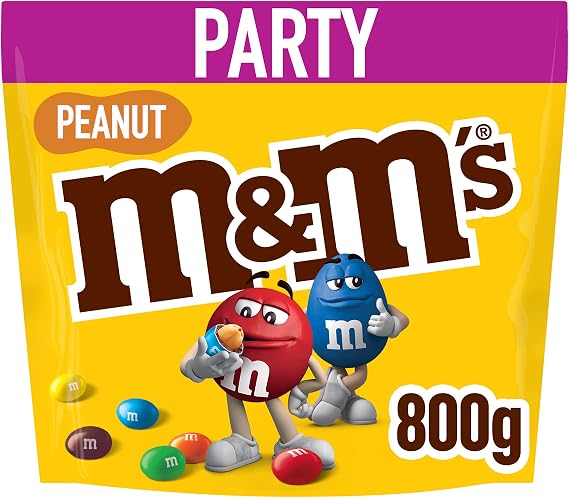 M&M's Peanut Milk Chocolate Crispy Shell Snacks Bulk Sharing Bag 800g