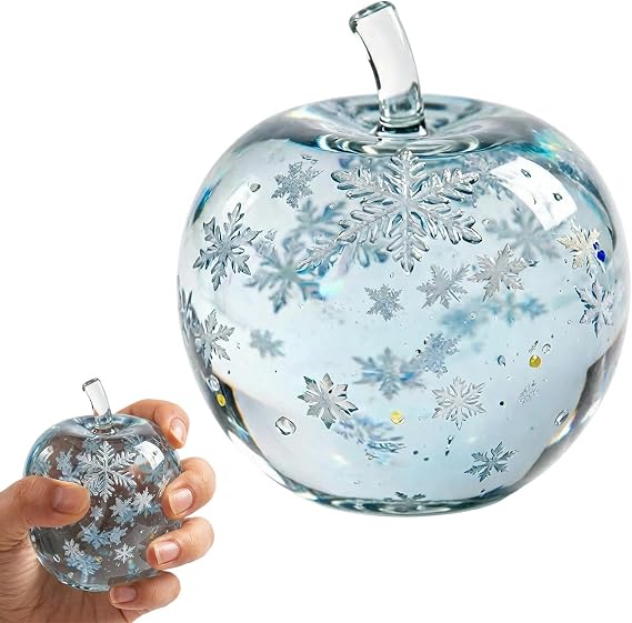 Apple Squishy, Squishy Apple, Desktop Decoration Designed with Random Snowflakes, Transparent Material for Modern Spaces, Decorative Apple Ornament for Home and Office