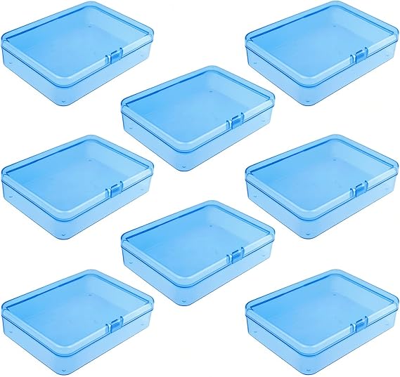 Goodma 8 Pieces Rectangular Plastic Storage Boxes, Blue, 115x85x28mm