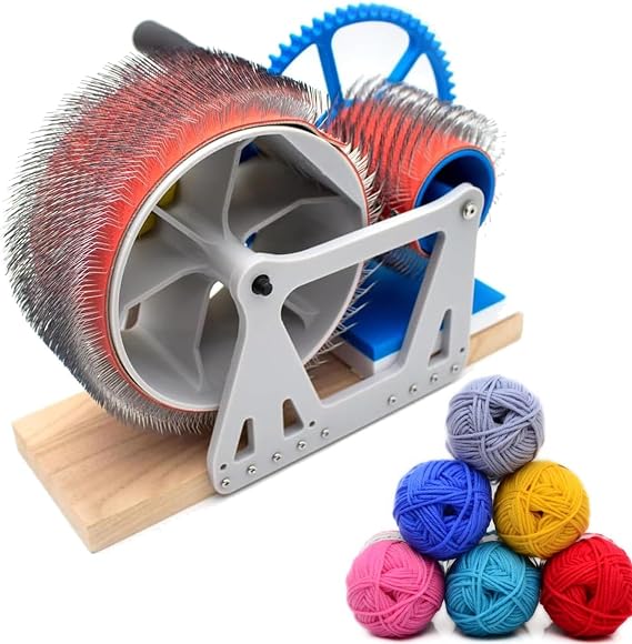 Wool Combing Machine, Sheep Fleece Drum Carder for DIY Craft, Fast Color Mixing, Combing and Spinning for Felt Animal Projects