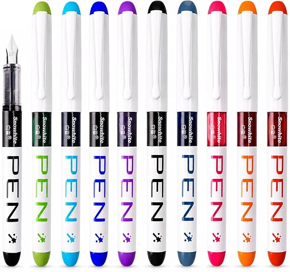 9PCS Disposable Fountain Pen Set, Pilot Fountain Pen, Writech Pens, 0.38 mm Fine Nib Colored Ink, Ideal for Calligraphy, Sketching, Doodling and Journaling (9colours).