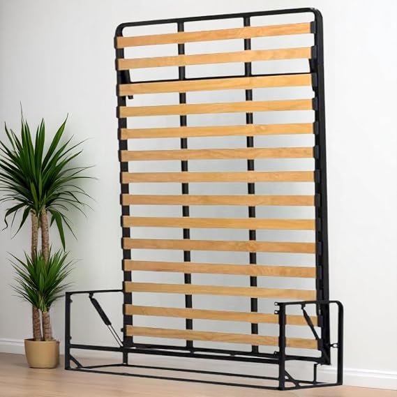 Classic Wall Bed & Murphy Bed – Space Saving Fold Down Bed Frame with Steel Frame & Lifetime Protection – Vertical 150 x 200 cm (5ft x 6ft 6in)