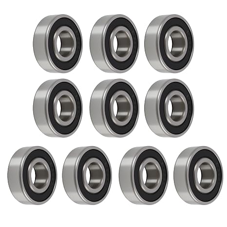 10Pcs 6203RS Deep Groove Ball Bearings, 17mm x 40mm x 12mm Double Rubber Sealed, Chrome Steel Precision Bearings, Durable Low Friction Industrial Bearings for Motors Gearboxes Fans Mixers RC Cars