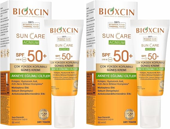 Bioxcin Sun Care Akneye Eğilimli Ciltler İçin Güneş Kremi 50 SPF - Akne, Dry Touch, Mat 50 Ml (2 paketi)