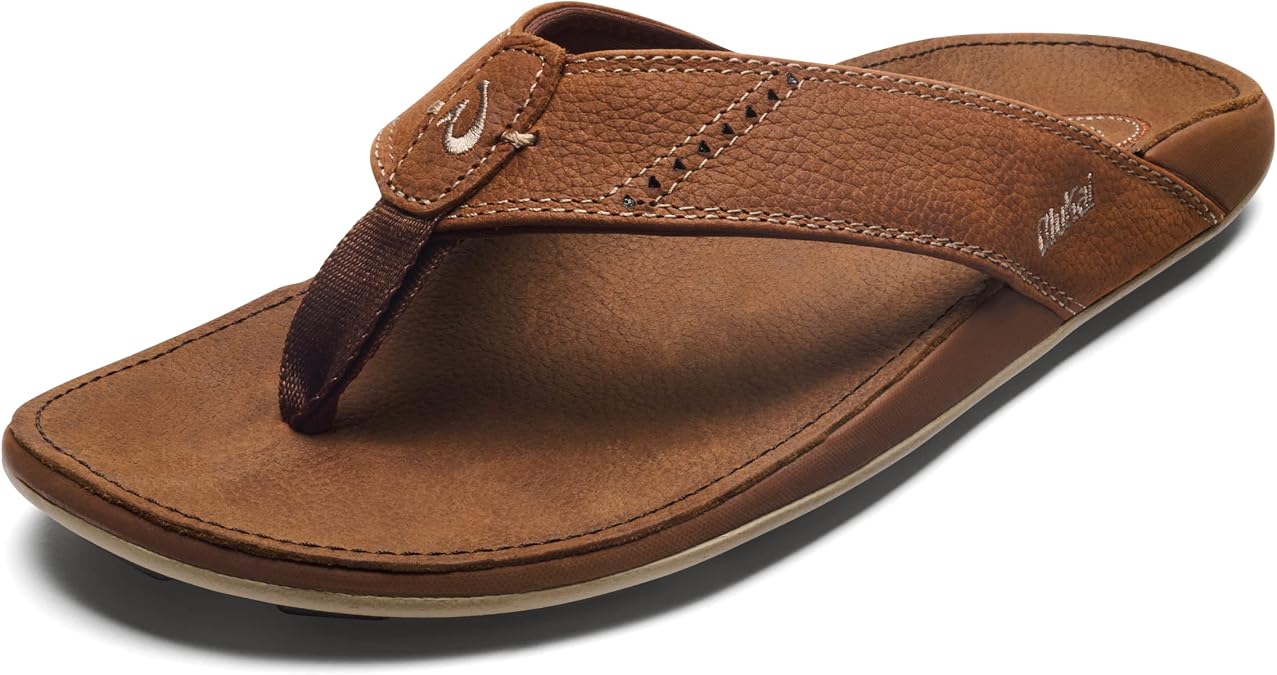 OLUKAI Paniolo Women's Premium Leather Sandals Versatile & Unique Flip Flop Slides All-Day Comfort & Style
