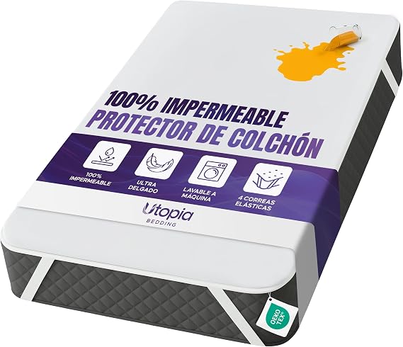 Utopia Bedding Waterproof Mattress Protector 90 x 190 cm, Oeko-Tex Certified Breathable Mattress Cover with Elastic Corner Straps, Fit