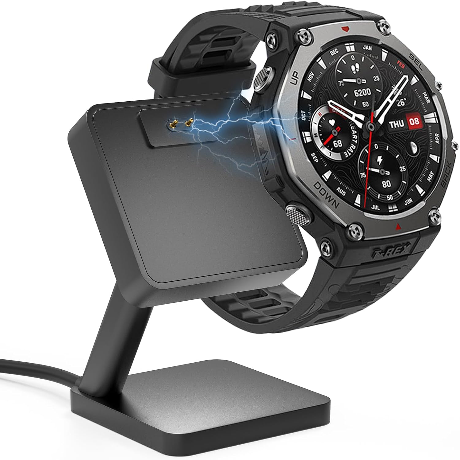 sciuU Magnetic Charger Compatible with Amazfit T-Rex 3 / Balance (1st Gen) 1 m USB-A Charging Cable Charging Dock Fast and Safe Charging with 60° Charging Stand Charging Station