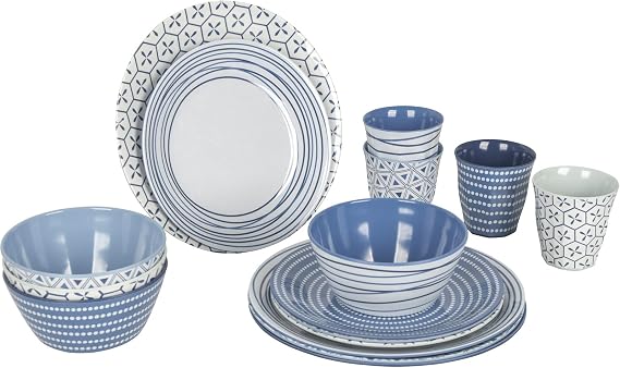 Bo-Camp - Dinnerware - Mix & Match - 16 Pieces - Blue