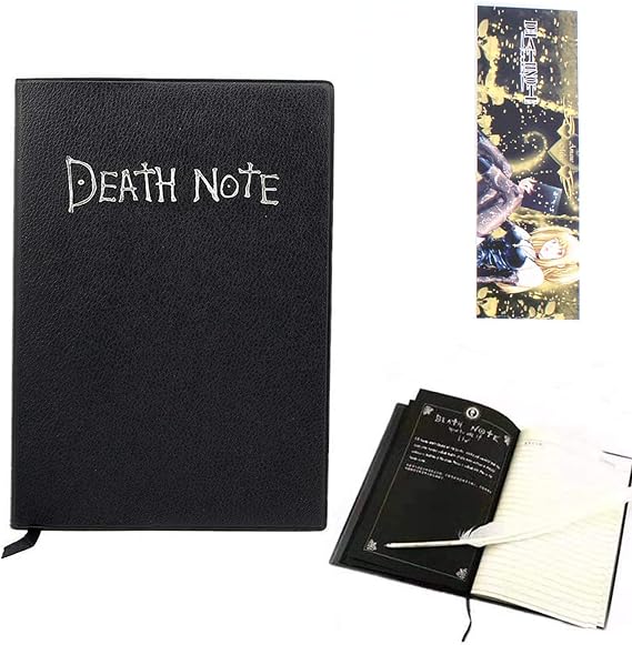 REOVE Death Note Notebook with Feather Pen,Fashion Anime Theme Death Note Cosplay Notebook, Best gifts for cosplay lovers, Can be Used as Diary and Notebook