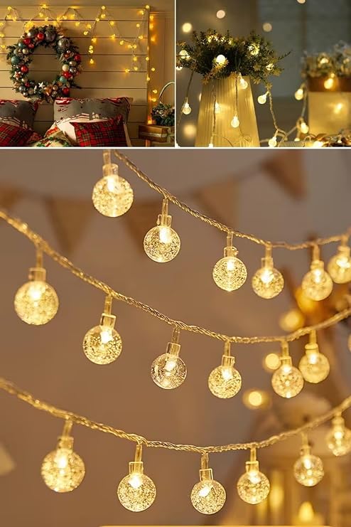BUFFER Mini Boncuk Detaylı USB LED Işık, 20 LED'li Dekoratif Ortam Aydınlatması, Warm White [Enerji Sınıfı A]