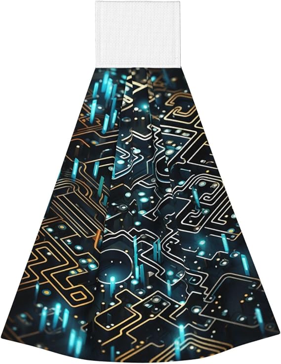 Hanging Hand Towel Soft Absorbent Bath Towel Kitchen Dish Towels with Hanging Loop Fast Drying Tie Towels for Bathroom Kitchen Home Decor Coding Pattern