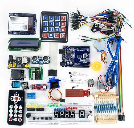 Complete For Arduino R3 Starter Set With Tutorial, DIY Electronic Components, Breadboard, Sensors, LCD Display For Beginners