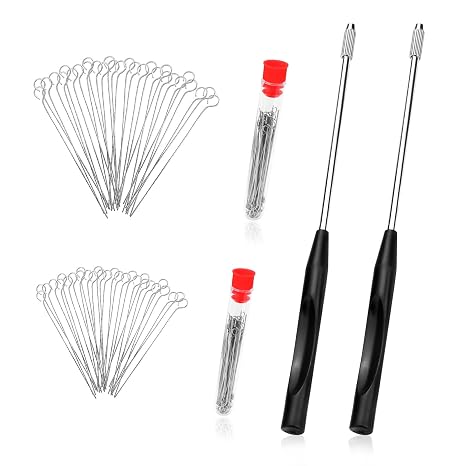 2PCS Inoculation Loop, Reusable Inoculating Loops with 90pcs Replaceable Nichrome Needle Tip, Inoculating Rings and Inoculating Rods for Lab Supplies, Versatile Lab Tools (Black)