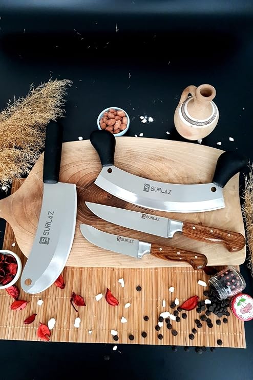 SürLaz Zırh Bıçak Seti 4 Parça Soğan Satırı Kıyma Bıçağı Et Bıçakları