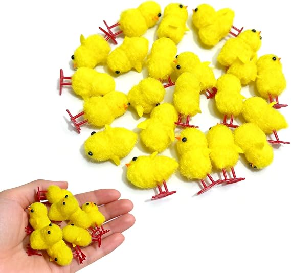Easter Chicks – 24 Pack of Yellow Fluffy Chicks for Easter Egg Hunt, Easter Bonnet Crafts & Festive Easter Decorations, Perfect Easter Gifts for Classroom Activities, Party Favors