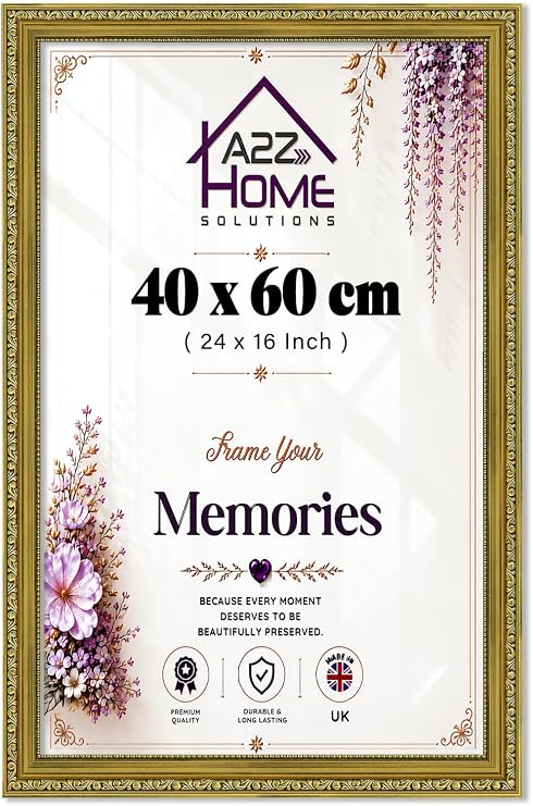 Photo Frames 40x60cm Picture Frame Wall Hanging Prints Frames Certificates Frame Landscape & Portrait Display For Paintings Posters Canvas Art Gallery (Ornate Gold)