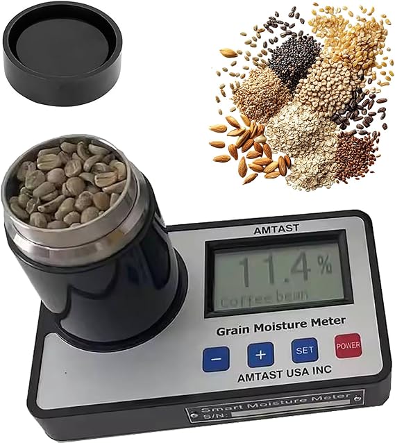 Smart Grain Moisture Tester for 19 Grains - Wheat, Maize, Coffee, Cocoa Bean, Flaxseed, Soybean, Rice, Cashews, and More,Moisture Testing Tool