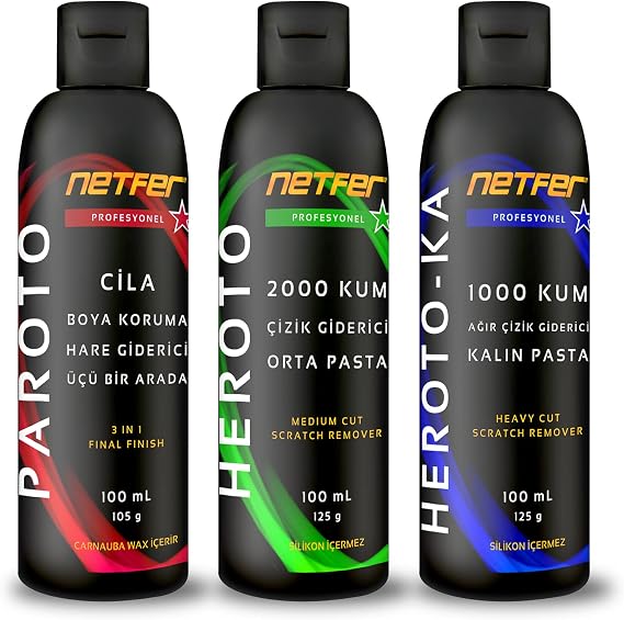 Netfer 3'lü Orta Kalın Pasta Cila Set - 3x100 mL