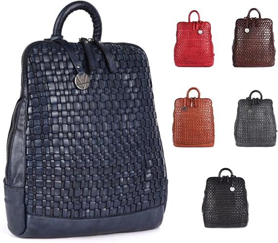 Genuine Leather Backpack for Men, Casual Backpack for Women Office Bag with Adjustable Shoulder Strap