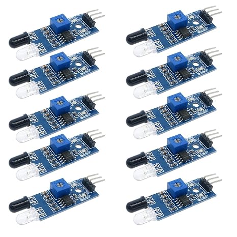 Hailege 10pcs IR Infrared Obstacle Avoidance Sensor Module LM393 3-Wire IR Reflective Photoelectric Sensor for Smart Car Robot