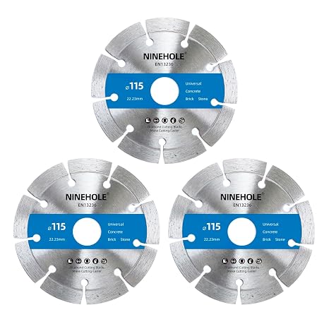3pcs Diamond Cutting Disc 115 x 22.2 mm, Diamond Cutting Disc for Cutting Stone, Concrete, Brick and Other Hard Materials