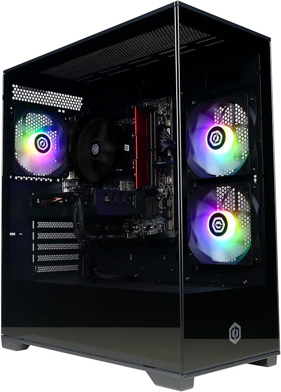 CYBERPOWERPC Wyvern Gaming PC - AMD Ryzen 5 5500 Nvidia RTX 5060 16GB RAM 1TB NVMe SSD 650W PSU Wi-Fi Windows 11 Prism Panoramic Black