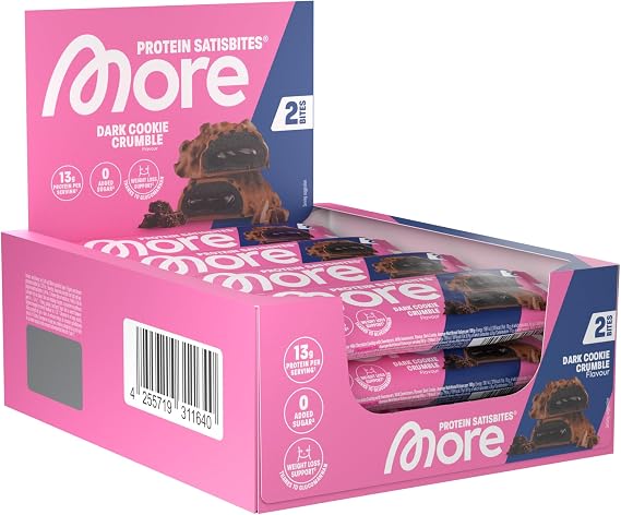 MORE Protein Satisbites, 12 x 2 x 25 g, Dark Cookie Crumble | up to 16 g protein per serving, no added sugar, made in Germany