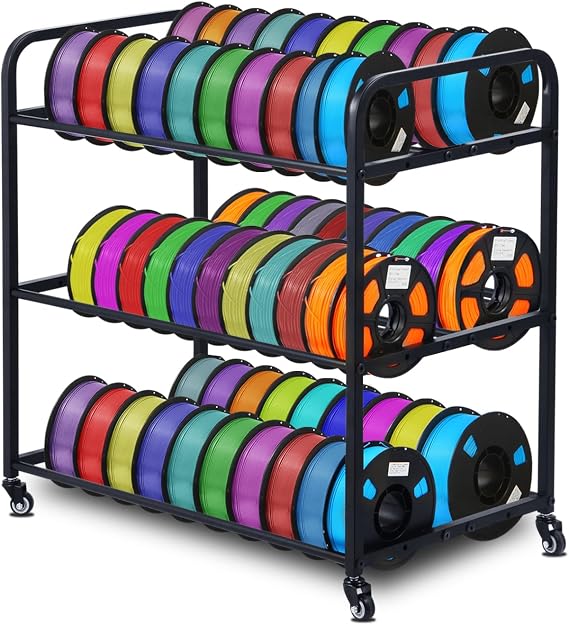 Filament Storage,3D Printer Filament Storage Rack- Rolling Filament Spool Holders Racks with Wheels, Heavy Duty Metal Shelf for TPU/PLA/ABS/Nylon,Filament Rack