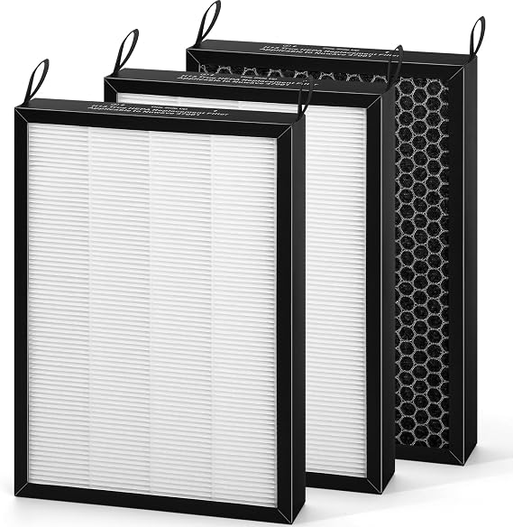 3Pack 47001 Replacement Filter-Compatible with NUWAVE OxyPure 47001 47002 47003 47004 47005 47006 Air Purifier,HEPA Carbon Combo 47004 Filter Replacement (3)
