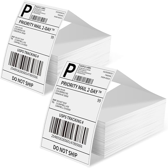 Thermal Label Stickers, 4 x 6 in, A6, 1,000 Sheets 500 Sheets x 2
