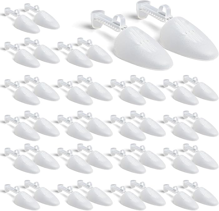 20 Pairs Plastic Shoe Trees Bulk, Adjustable Shoe Stretchers for Men Women, Portable Shoe Shaper Tree for Adults Leather Sneakers Boots Trainer Heels Beans