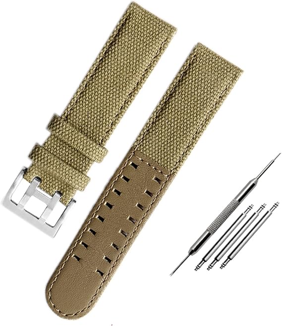 Canvas leather strap is suitable for Hamilton Khaki field watch H68201993 H7060596 For Seiko strap 20mm 22mm buckle