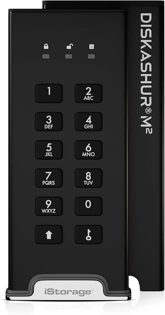 iStorage diskAshur M2 1TB | PIN authenticated, Hardware encrypted USB 3.2 Portable SSD | Ultra-Fast | FIPS Compliant | Rugged & Portable