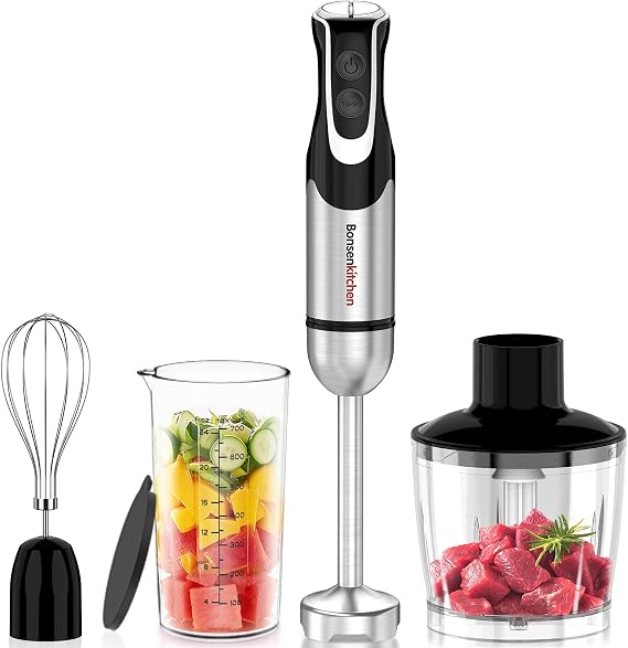 Bonsenkitchen 4 in 1 Hand Blender, 1000W, Stainless Steel