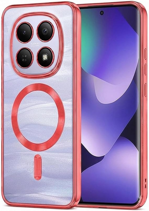 Microsonic Xiaomi Poco M8 Pro için Kılıf MagSafe Luxury Electroplate Kırmızı [Poco M8 Pro ile Uyumlu Kılıf - Kırmızı]