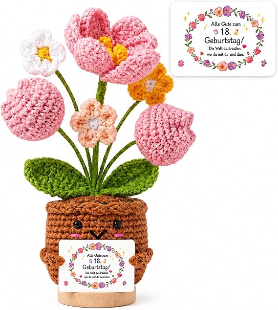 18th Birthday Gift for Girls Pocket Hug Knitted Flowers