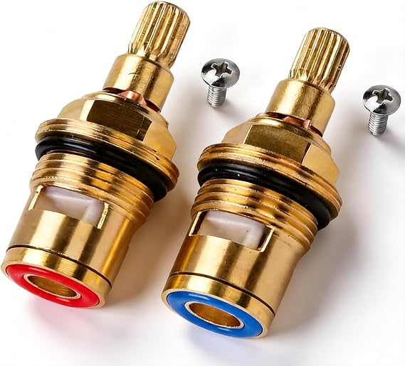 Tap Cartridge 2PCS, 1/4 Turn 20 Spline Brass Ceramic, Hot & Cold