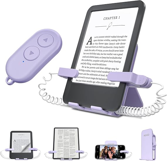 Kindle Paperwhite Oasis eリーダー用リモコンページめくり&スタンド クリッカーページめくり 前後 Kindleアクセサリー iPhone iPad タブレット 読書用 カメラビデオ録画&自撮り用