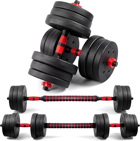 TANNESS Dumbbells Set - 2 in 1 Adjustable Dumbbells - Dumbbell Sets for Men and Women - Barbell Weights Set with Connecting Rod - Dumbbell Pair - Gym Equipment - Exercise Equipment for Home Use