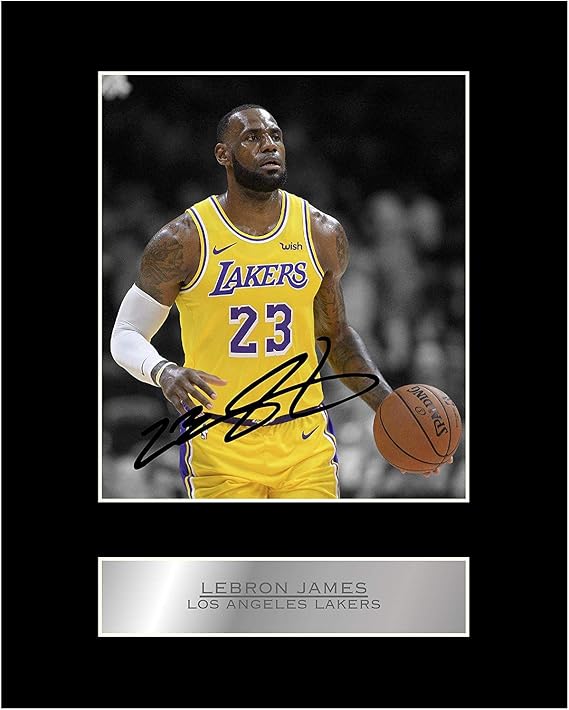 Iconic pics Lebron James Signed Mounted Photo Display Los Angeles Lakers #05 NBA Printed Autograph Picture Print